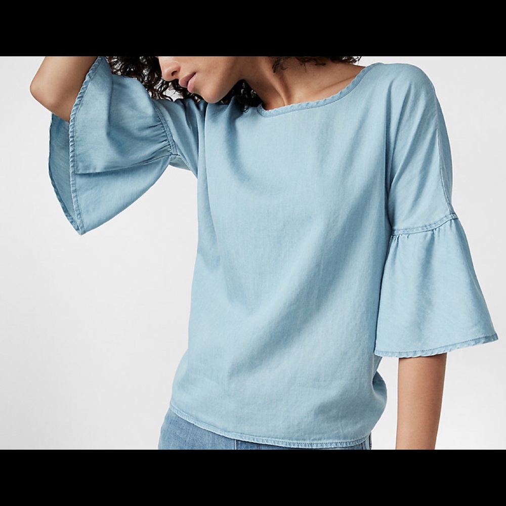 Express Denim bell sleeve blouse